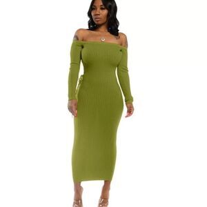 Off the shoulder rubbed dress